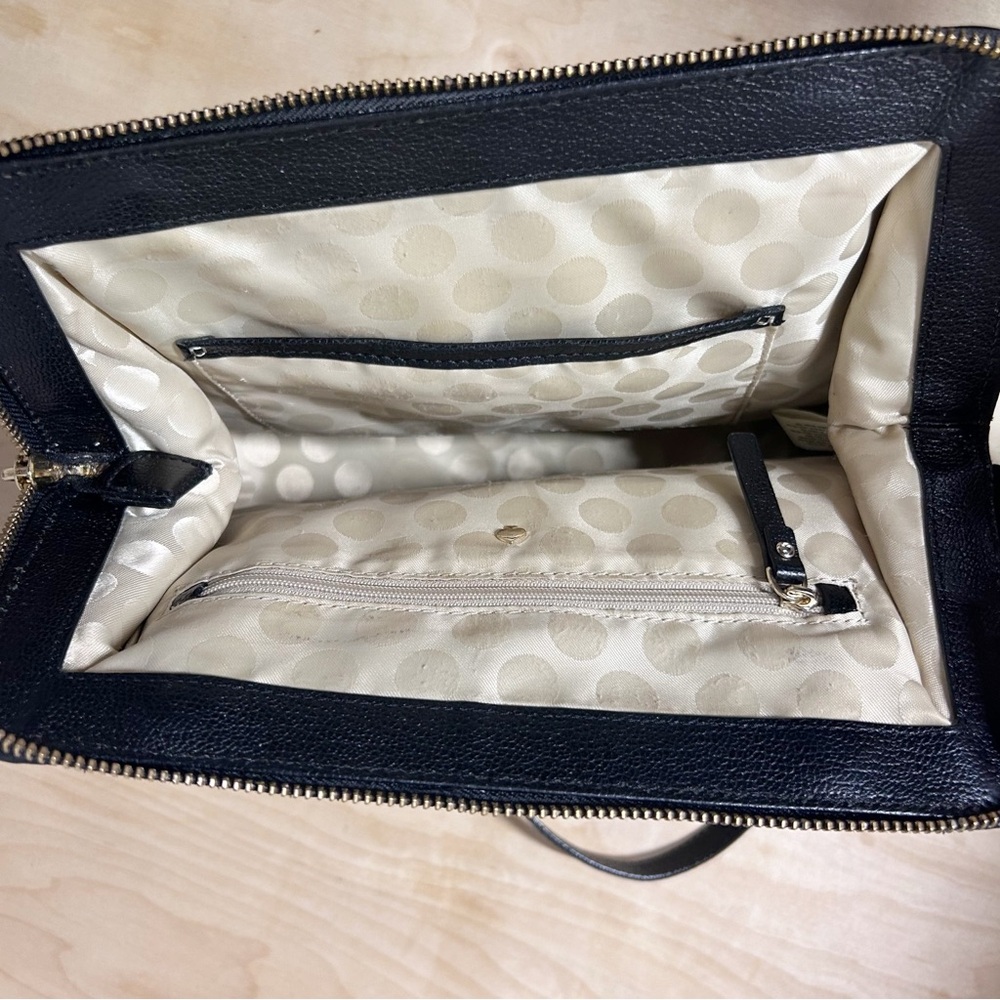 Kate Spade Auburn Place Cayton Satchel Bag Patent Cow Leather Cream and Black - Picture 7 of 15